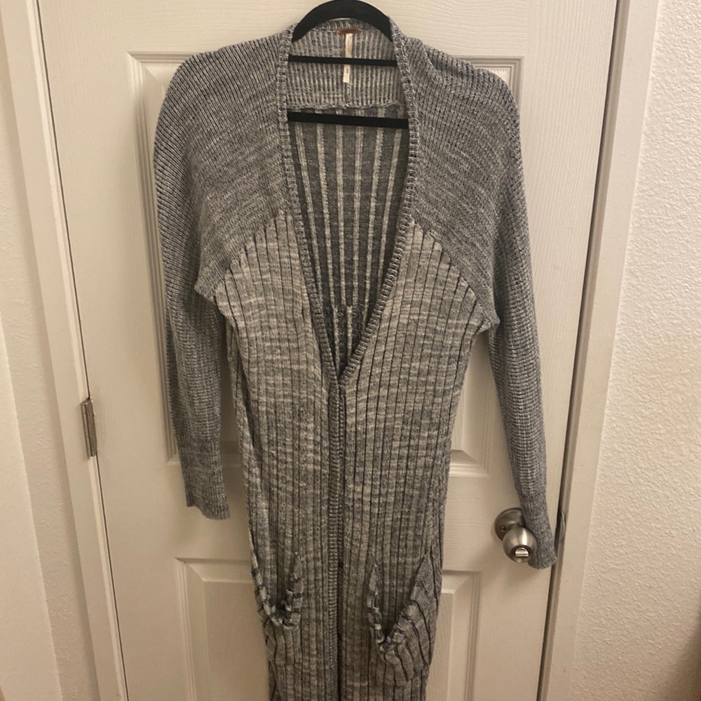 Free People button down black and white sweater.